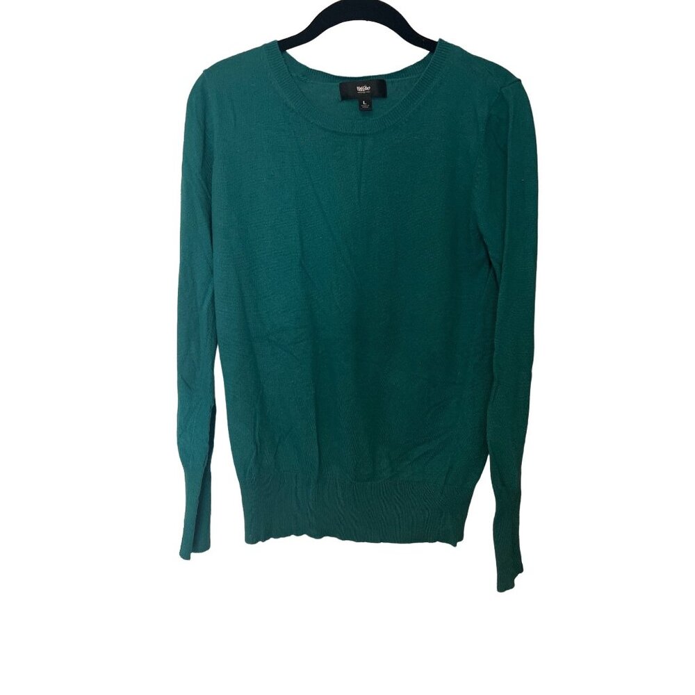 Teal Mosino Crewneck Sweater Long Sleeve Knit Pullover Casual Wear Size L